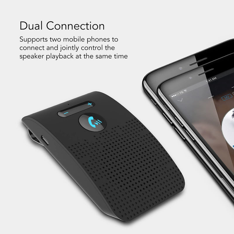 Bluetooth Car Speakerphone, Car Speaker Bluetooth Speakerphone Wireless Sun Visor Audio Receiver Adapter Handsfree Mp3 Speaker with Back Clip for Handsfree Talking
