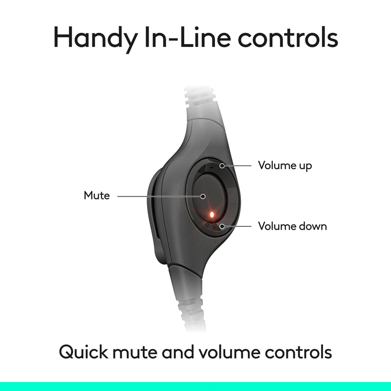 [AUSTRALIA] - Logitech H391 Wired Headset for PC/Laptop, Stereo Headphones with Noise Canceling Microphone, USB-C, in-Line Controls, Works with Chromebook - Graphite 1 Pack 