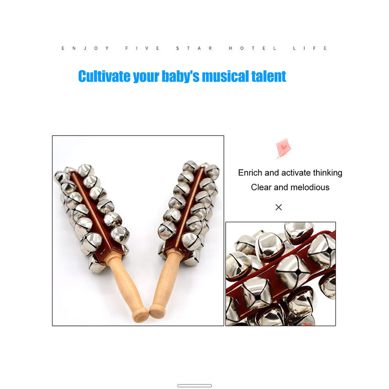 Tnfeeon Jingle Stick, Musical Instrument Wooden Handle Toy for for Kindergarten