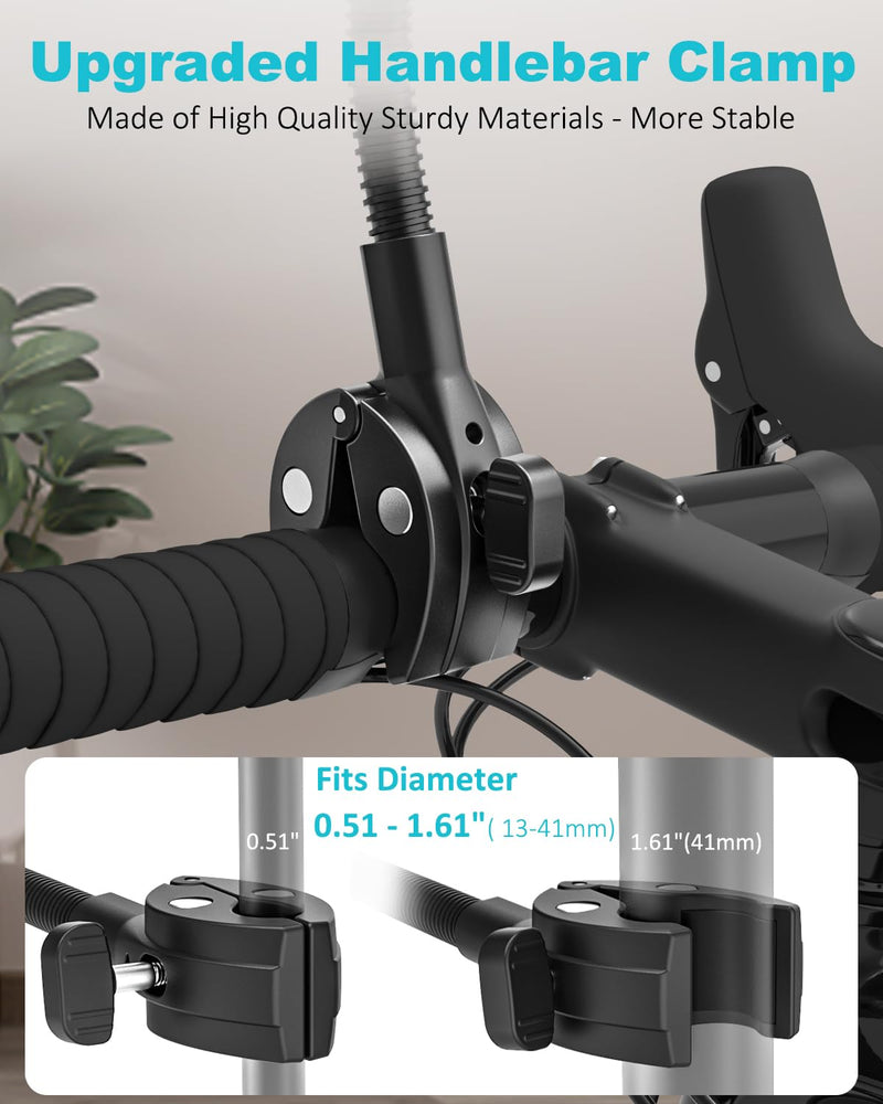 Spin Bike Tablet Holder, Metal Gooseneck Treadmill Tablet Mount, Anti-Shake Treadmill Tablet Mount, Stationary Elliptical Handlebar Clamp for iPad Pro 13 12.9 Mini Air, Tab, Z Fold,4-13" Device