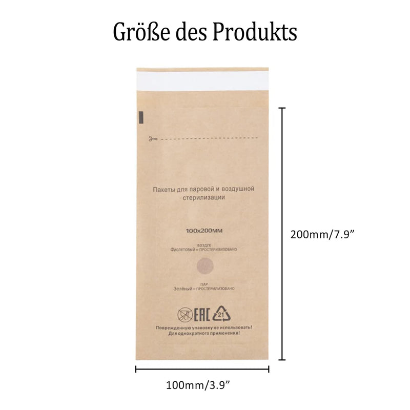 [AUSTRALIA] - LINBEAUTI 10 x 20 cm Sterilisation Bags, 100 Pieces Self-Adhesive Nail Device Cleaning Bags for Cosmetics and Nail Devices, Steriliser Accessories 