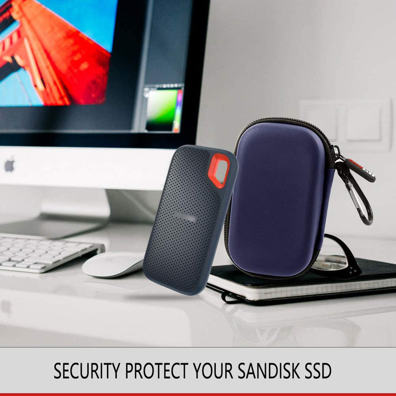 Holds 2 SSD Hard Drive Case Fits SanDisk 1TB/2TB/250GB/500GB Extreme Portable External SSD - SDSSDE60-G25, Also for USB 3.2 Gen 2 - SDSSDE61 (Not Fit for Sandisk Extreme Pro) Holds 2 ssd Blue