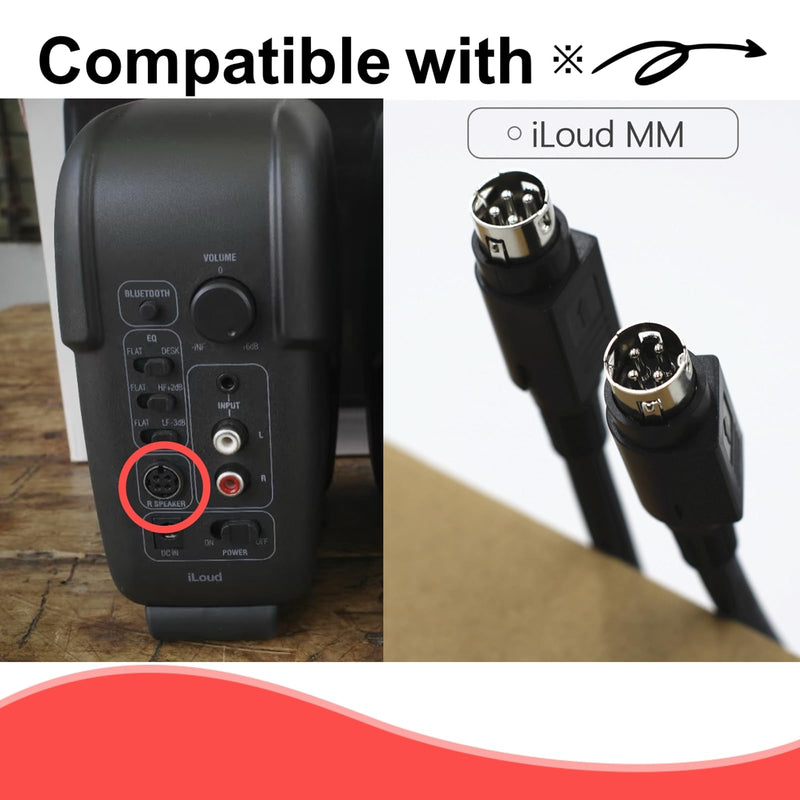 iK iLoud MTM Master-Slave Speaker Link Cable - 4-Pin Male to Male, High-Flexibility Pure Copper Audio Cable- Lossless Sound Transmission for Studio Monitors-5.65ft/9.84ft/16.4ft/32.8ft (32.8ft) 32.8ft