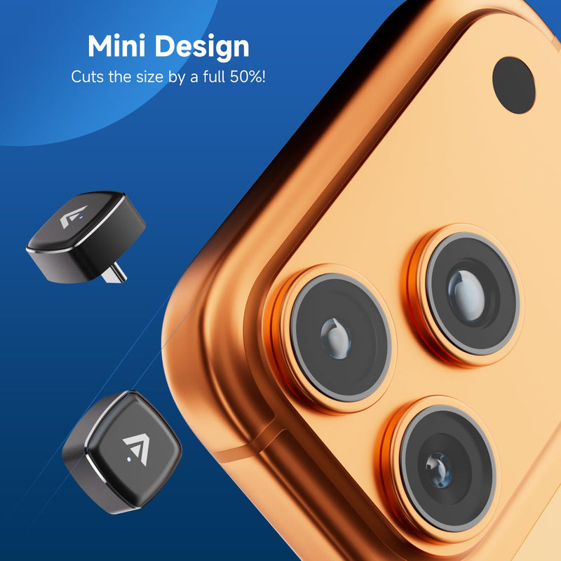 D7 Mini USB C Wireless CarPlay Android Auto Adapter 2in1 Alloy Shell | Plug & Play Low Latency Car Play Dongle, Compatible with 2016+ OEM Wired CarPlay/Android Auto Car for iPhone & Android Phones USB-C
