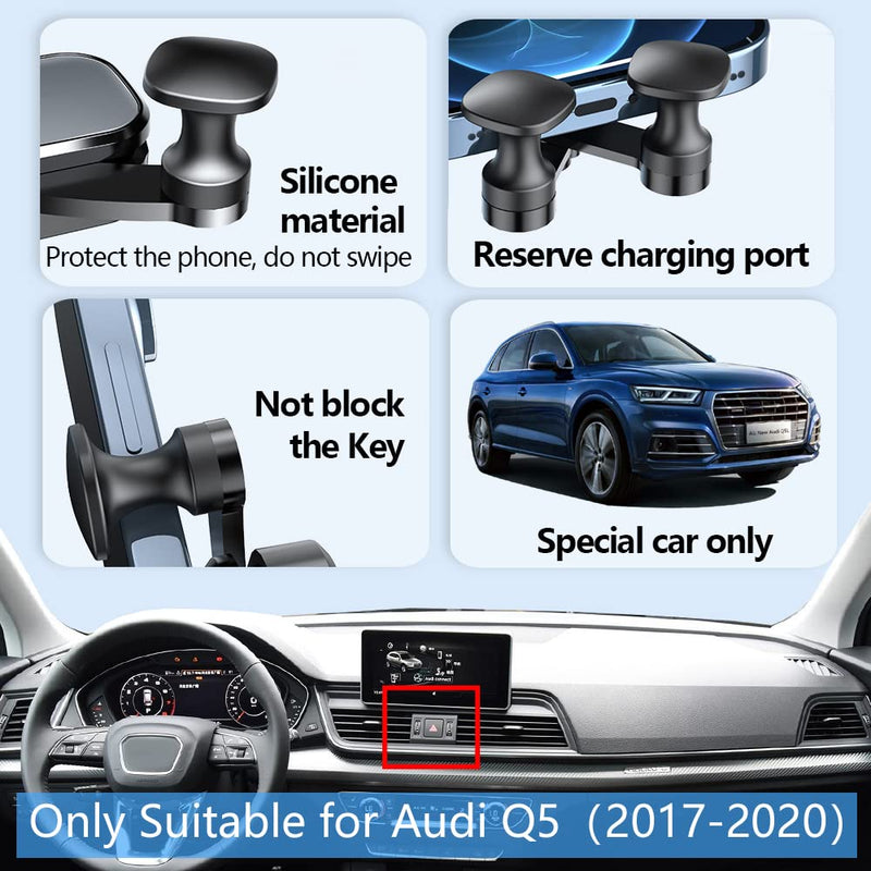 Car Phone Holder Mount for 2017-2025 Audi Q5, 2018 2019 2020 2021 2022 2023 2024 2025 SQ5 Sportback Auto Accessories Interior Decoration Mobile Cell Smartphone Bracket For 2017-2025 Audi Q5 , 2018-2025 Audi SQ5