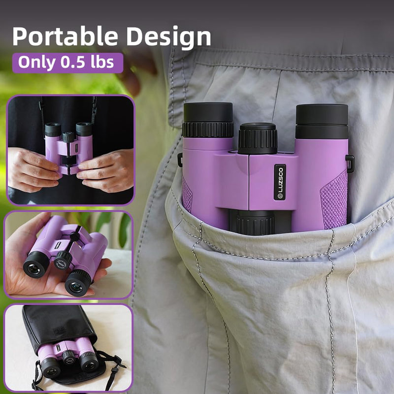 [AUSTRALIA] - Binoculars for Kids 8-12, 10x25 Kids Binoculars for Nature Exploration, HD Childrens Binocular for Bird Watching, Hiking, Camping, Outdoor Adventure - Purple 