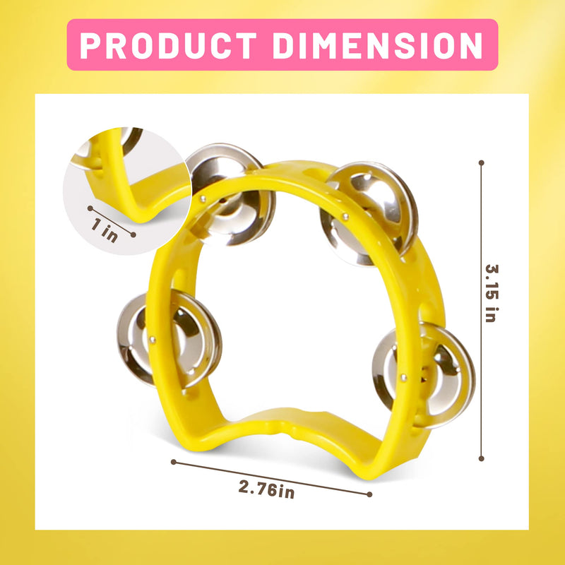 [AUSTRALIA] - Tambourine for Kids, Hand Tambourines Bulk Toddlers Musical Instrument, Metal Jingles Hand Held Percussion, Small Tambourine for Kids, Boys, Girls, 4 Pack 4-colors 