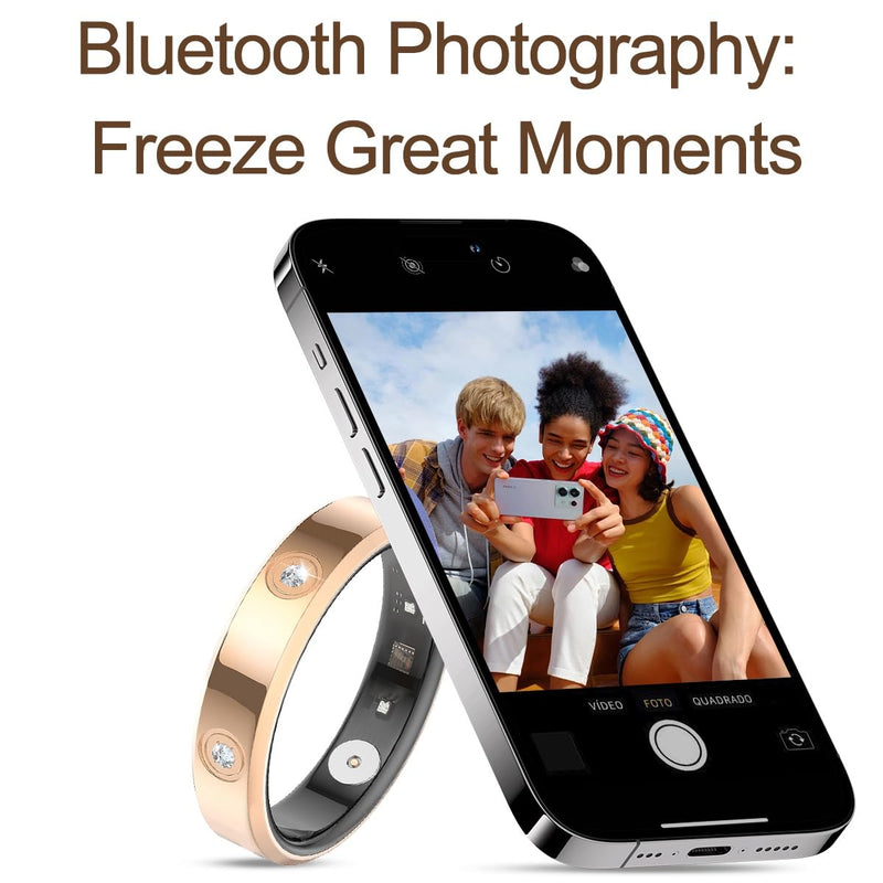 Yihou Smart Ring Ultra Narrow Diamond Slim Sleep Rings Heart Rate Monitor Health Ring Fitness Tracker Pedometer Step Counter Calories Waterproof Ladies Smart Rings for Women Men, Size 6