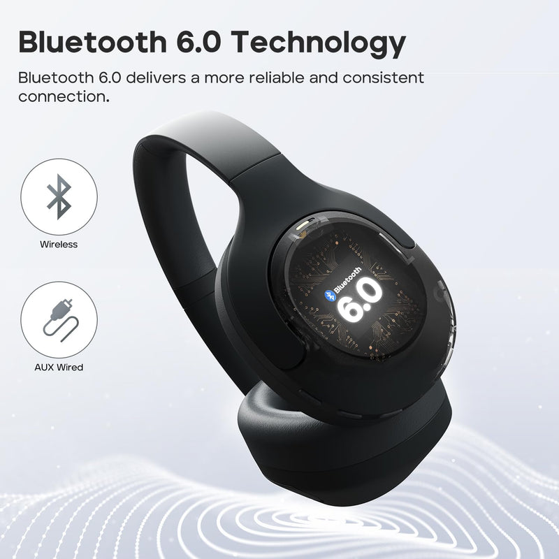 Tribit QuietPlus 81 Wireless Over-Ear Headphones, 110H Playtime, Black | Noise Cancelling, Bluetooth 6.0, 6 EQ Modes via App, Deep Bass, Headset, Comfortable, Lightweight, Foldable, Home, Travel