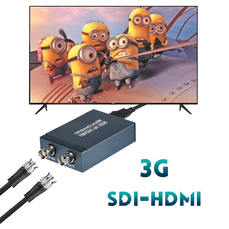 Anber-Tech SDI to HDMI Converter, SDI in HDMI Out with SDI Loopout, 1080P@60Hz Audio Embedder Support HDMI 1.3, 3G/HD-SDI Auto Format Detection Extender for Camera CCTV