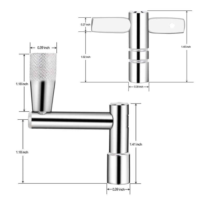 Soulmate Drum Keys 3-Pack Drum Tuner Drum Tuning Key with Continuous Motion Speed Key Percussion Hardware Tool With Hole, Universal Drum Key (Chrome-Plated Steel) 1+3