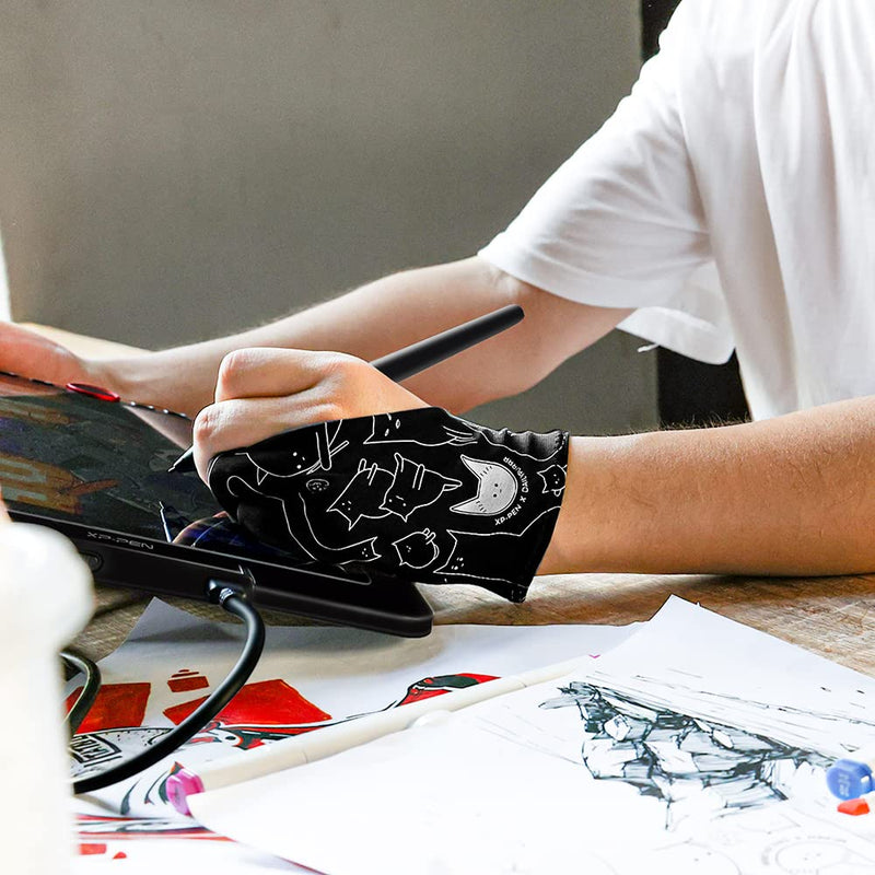 Drawing Tablet XPPen G430S OSU, Graphic Drawing Tablet & XPPen Digital Drawing Glove - Two-Finger Artist Glove with Cute Cat Print