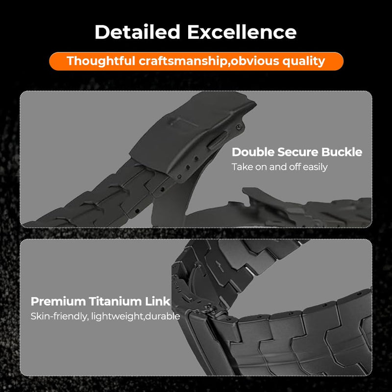 22mm Titanium Metal Band Strap for Amazfit T-Rex 3 for Men | 40% Lighter Than Stainless Steel,Lightweight Hypoallergenic,Fit 6.1" to 8.9" wrists,Fold-Over Clasp,Adjustment Tool Included black orange 22mm