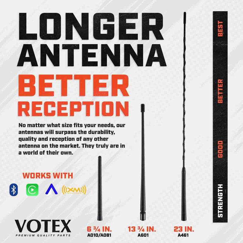 Votex - The Spartan - 13 3/4 Inch Rubber Antenna fits Harley Davidson Motorcycles Accessories - Black Carbon Fiber Trim - Tuned Internal Copper Coil - Part Number A601-HAR-15 HAR-15