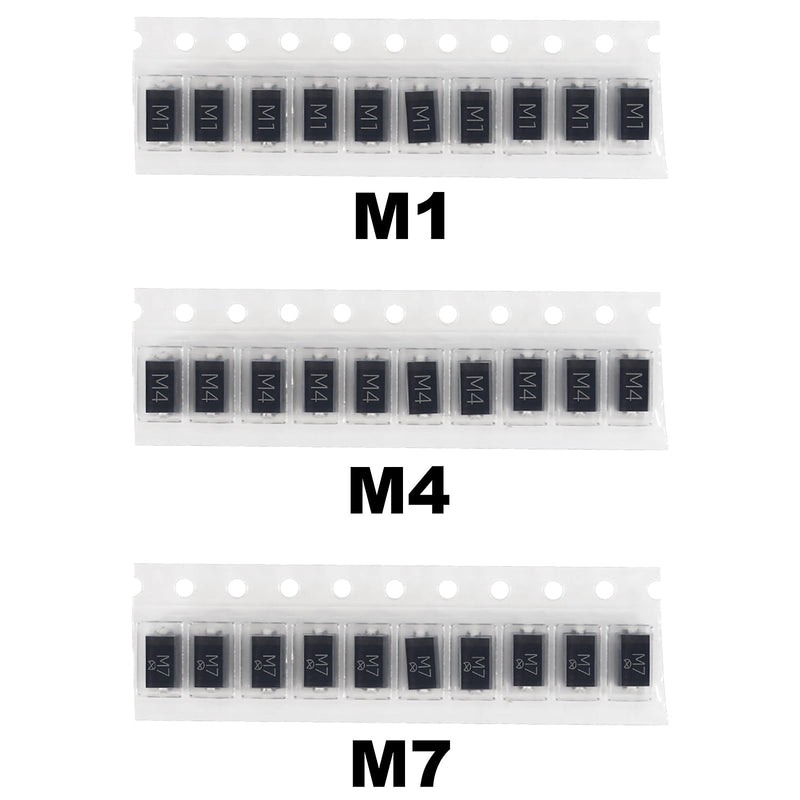 [AUSTRALIA] - 7 Values of Diodes 70PCS SMA M1 M4 M7 SS14 SS34 US1M RS1M SMD Fast Switching Schottky Rectifier Diode Assortment Set Electronic Components Assortment Set 7 values SMA M1 series 