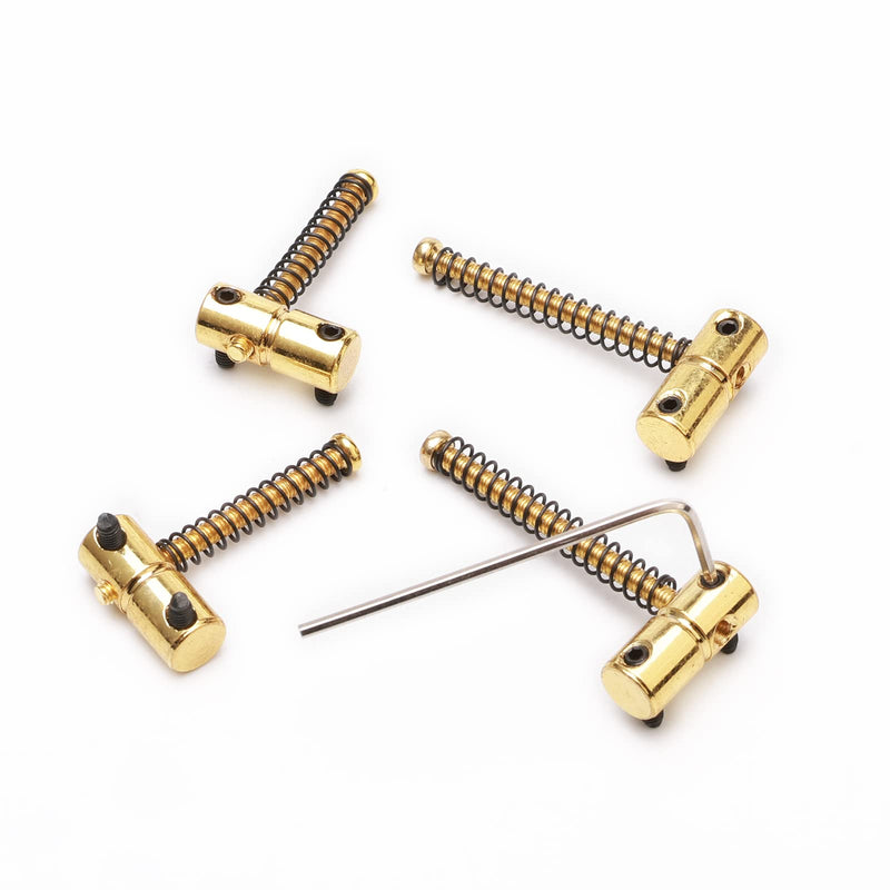 Zinc Alloy Bass Bridge Saddles for 4 String PB Precision Bass JB Jazz Bass Guitar Vintage Electric Guitar Replacement(4 Pack, Golden)