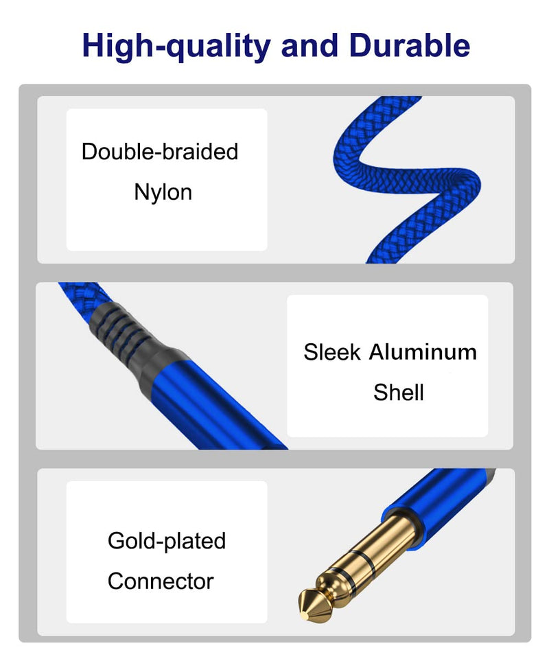 [AUSTRALIA] - Elebase 1/4 Inch TRS Instrument Cable 20ft 2-Pack,Straight 6.35mm Male Jack Stereo Audio Interconnect Cord,6.35 mm Balanced Line for Electric Guitar,Bass,Keyboard,Mixer,Amplifier,Amp,Speaker,Equalizer 20 ft Blue 