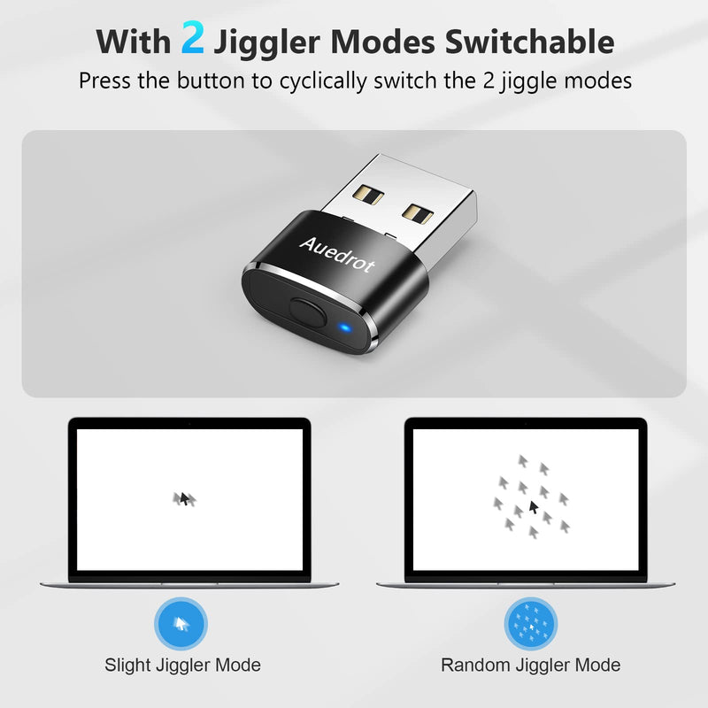 Mouse Jiggler Undetectable Metal USB Mouse Mover with Switch Button, Automatic Mini Mouse Shaker with 2 Jiggle Modes, Mouse Simulator, Driver-Free, Plug & Play, Keep Computer/Laptop Awake, Black 1 PCS