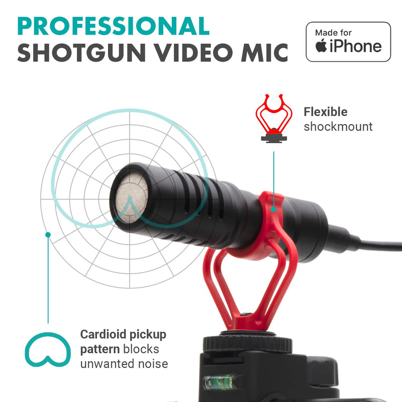 Movo iVlogEK Vlogging Essentials YouTube Starter Kit for Kids - Vlog Kit for iPhone - includes Shotgun Video Microphone and Lightning Adapter - Youtuber Starter Pack, Influencer Kit, Vlogging Kit
