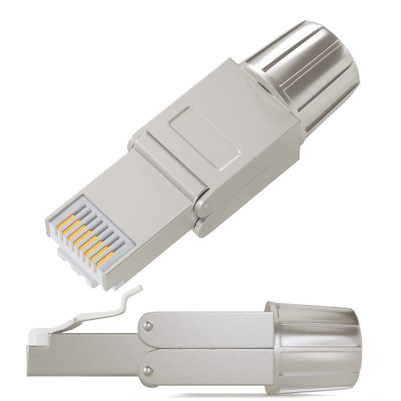 HB-DIGITAL 4x CAT 7 RJ45 Connector Network Connector for Rigid LAN Cable Installation Cable Ethernet - Tool-Free LSA - 10 Gbit/s AWG 22-24 Fully Shielded STP 50μ Gold-Plated Contacts 4 pcs. CAT. 7 US