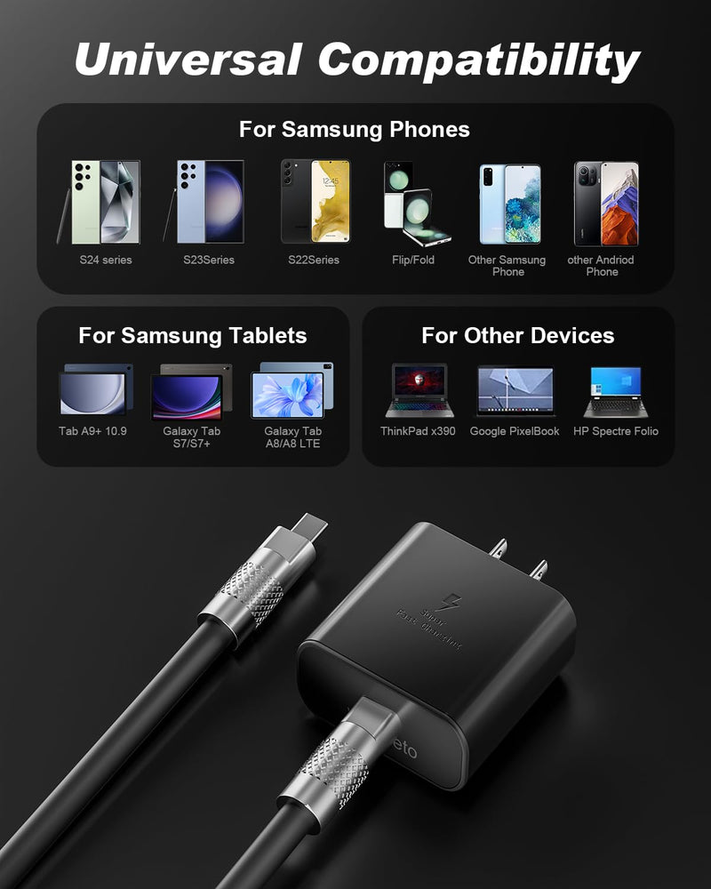 [AUSTRALIA] - 2Pack 45W Type C Charger Fast Charging, Waimeto Super Fast Charger USB C with 2X 10ft Type C to C Long Charging Cable for Samsung Galaxy S24 Ultra/S24/S23/S22 Ultra/S22+/S22 Plus/S21+/Note 20/Note10+ 