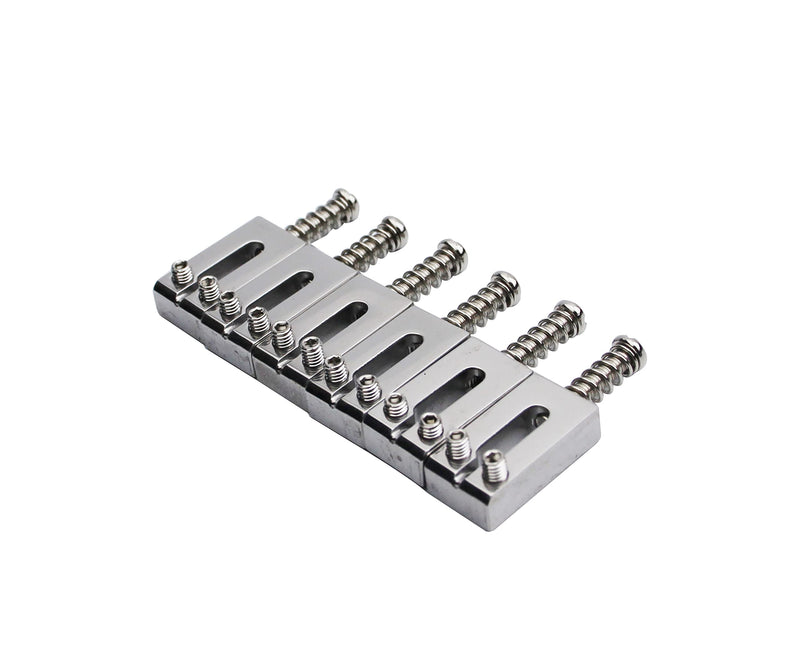 Guyker Guitar Bridge Saddles (Set of 6) - 10.5MM Stainless Steel Polished Modern Guitar Tremolo Bridge Saddles Compatible with Strat ST Electric Guitar 10.5mm, 6 Piece