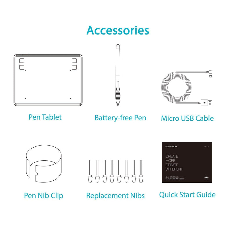 HUION Inspiroy H430P OSU Graphic Drawing Tablet with Battery-Free Stylus 4 Press Keys, Compatible with Android, Linux, Windows and Mac