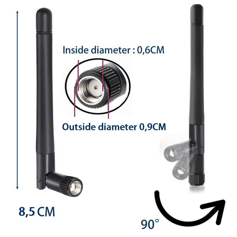 WiFi Antenna Dual Band 2.4GHz 5.8GHz MIMO 3dBi RP-SMA Connector Set of 2 Antenna for WLAN Router Wireless Network Card Security IP Camera Video Surveillance Monitor Bluetooth Antenna