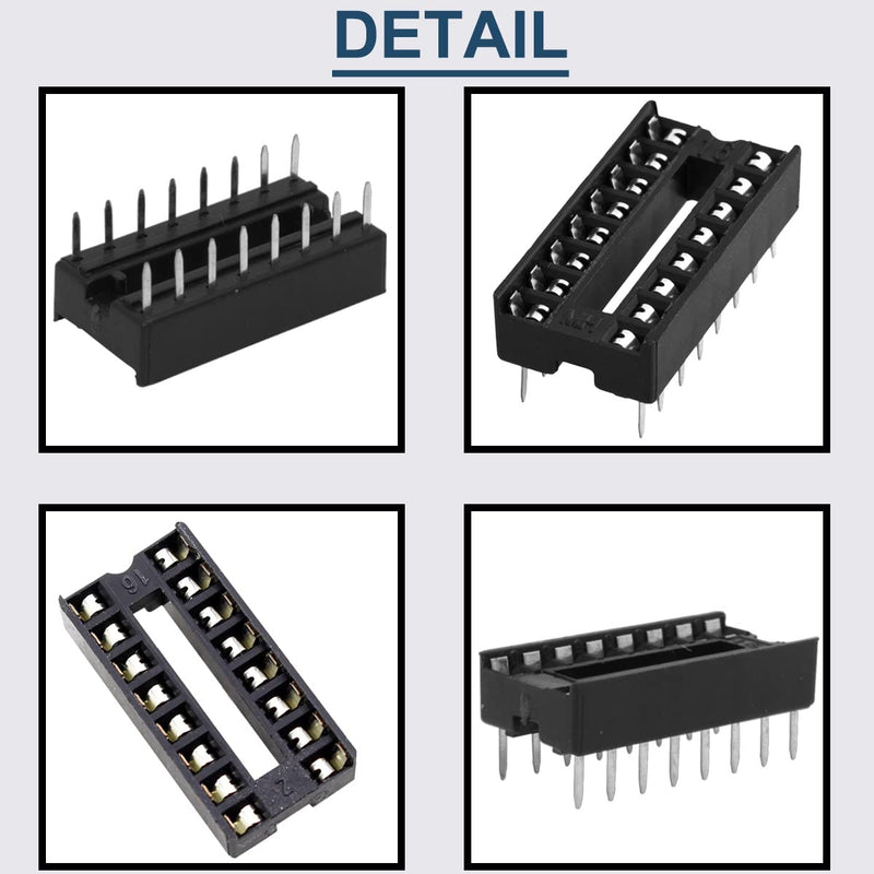 DAOKAI Dip IC Sockets, Pack of 50 16-Pin IC Socket Soldering Set, Dual Row Solder Adapter Set, 2.54 mm Pitch, Flat Pin Chip Connector Adapter 16 Pin IC Chip Socket Adapter