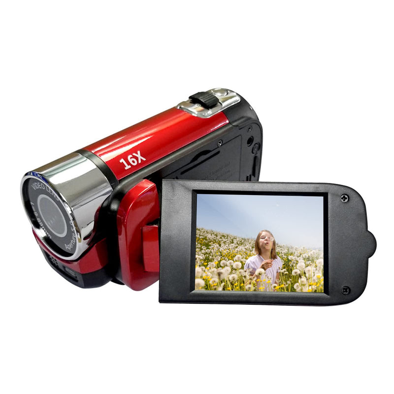 Andoer Portable 1080P High Definition Digital Video Camera DV Camcorder 16MP 2.7 Inch LCD Screen 16X Digital Zoom Built-in Battery Red