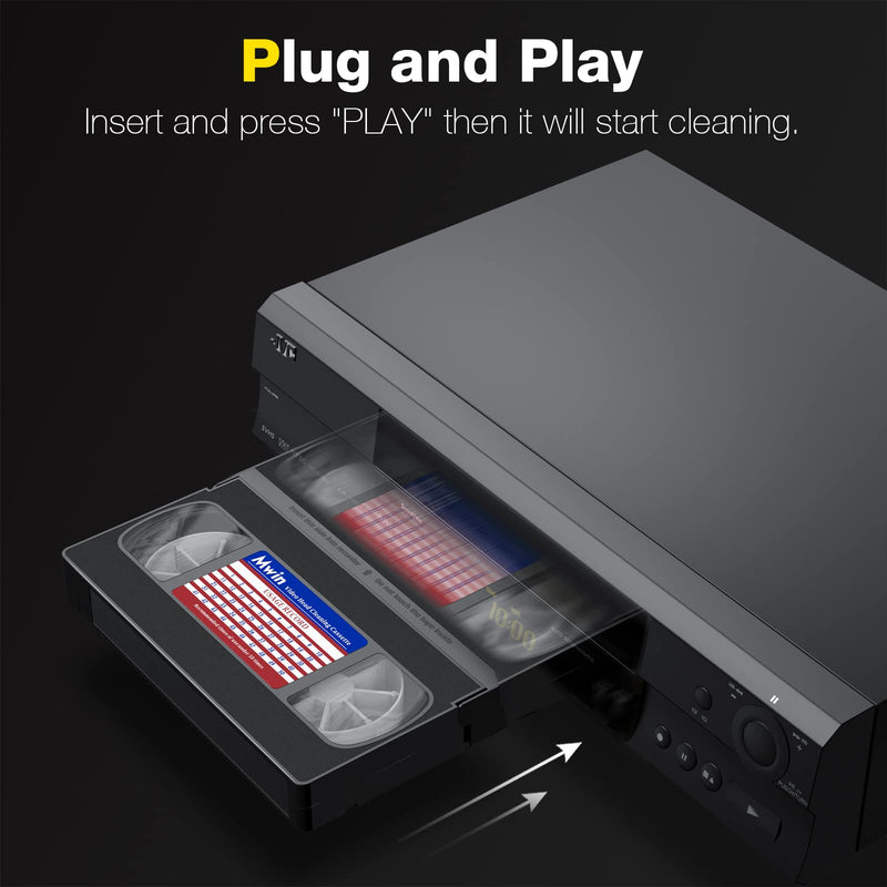 VHS Head Cleaner for VHS/VCR Players, Dry Technology- No Fluid Reusable Video Head Cleaner Tape