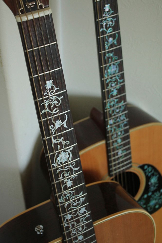 Jockomo Oriental Flower White Pearl Guitar Inlay Sticker