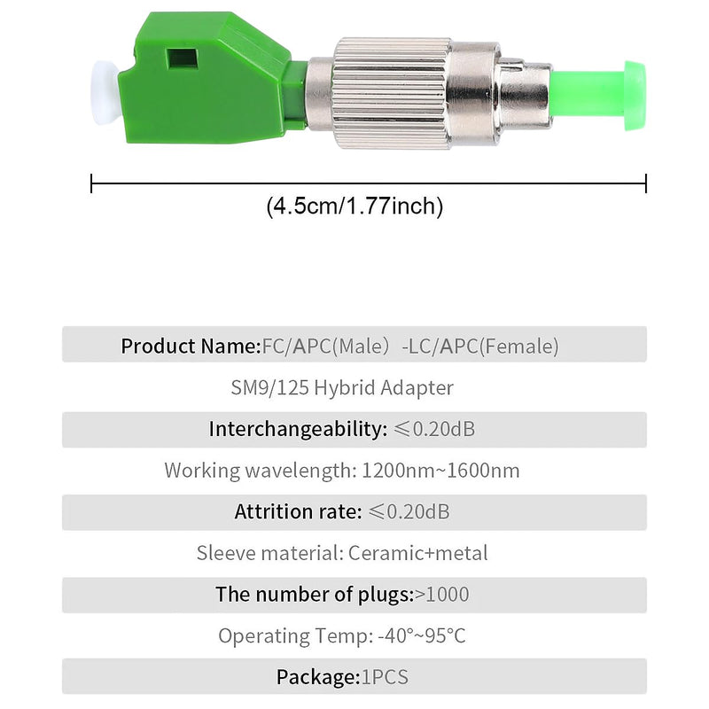 Guakiili FC/APC Male to LC/APC Female Fibre Optic Adapter Singlemode Fibre Hybrid Adapter FC-LC SM 9/125um Connector