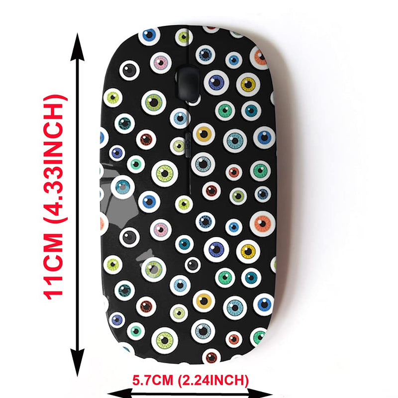 2.4G Wireless Mouse with Cute Pattern Design for All Laptops and Desktops with Nano Receiver - Happy Halloween Eyeballs Humans