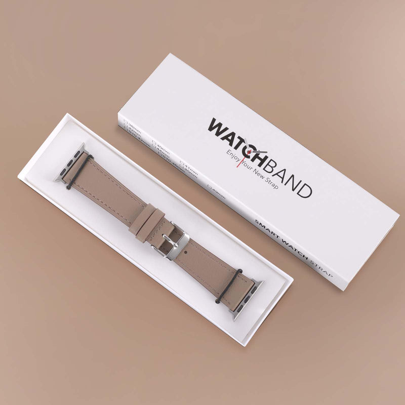 2 Pack Leather Band(Lightgray and Rice white) Compatible with Apple Watch Bands for Women Men 49/46/45/44/42/41/40/38mm, Soft Leather Replacement Strap for iWatch Ultra SE Series 10 9 8 7 6 5 4 3 2 1