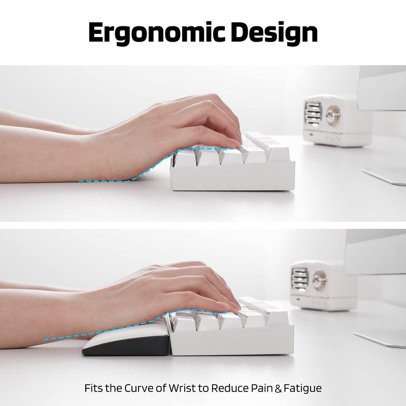 LTC Keyboard Wrist Rest, Cushion Support Pads for Keyboard, for Office, Gaming, Computer PC Laptop Mac Typing, with PU Leather & Anti-Slip Rubber Base, Angle Inclined (60% Compact, White) 60% Compact