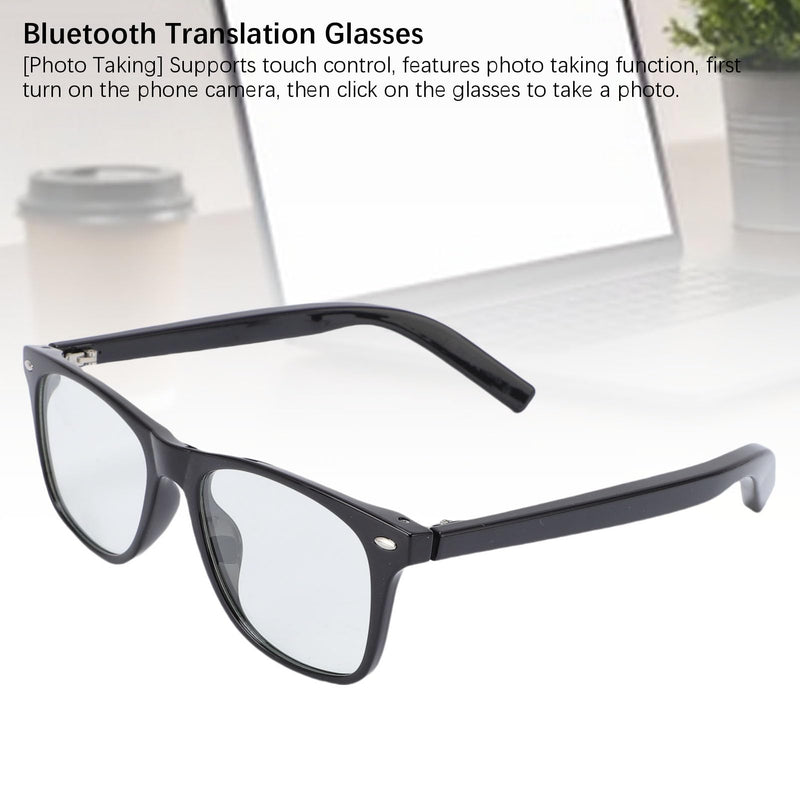 Fockety AI Smart Glasses for Men Women, Real Time Translation Glasses with Bluetooth for 100+ Languages, Bluetooth Glasses with Built in Mic & Speaker for Travel, Business (#2) Black Frame