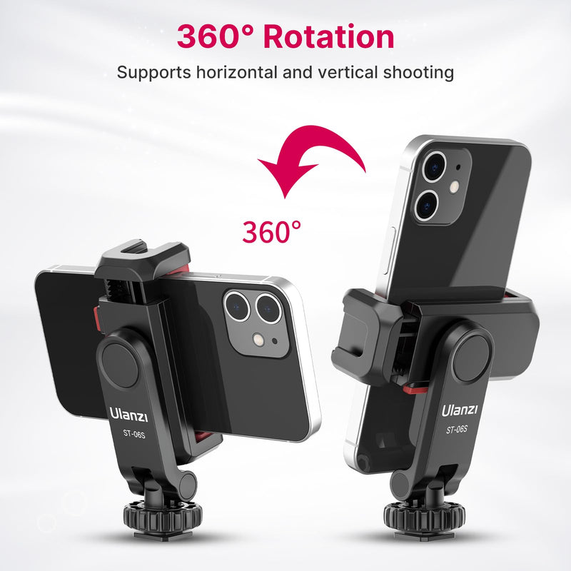 [AUSTRALIA] - Phone Tripod Mount Holder for iPhone - ULANZI ST-06S Camera Hot 2 Cold Shoe Phone Mount Compatible for iPhone Android Sony Canon DJI Ronin S/SC Zhiyun Gimbals 