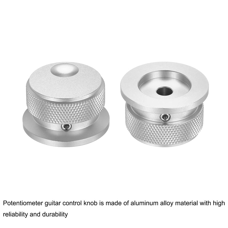 MECCANIXITY 2 Pcs Aluminium Potentiometer Knobs, 1/4" (6mm) Universal Volume Tone Control Knobs with Oval Groove Indicator for Guitar, 4/5" Silver(34x20mm) 34x20mm