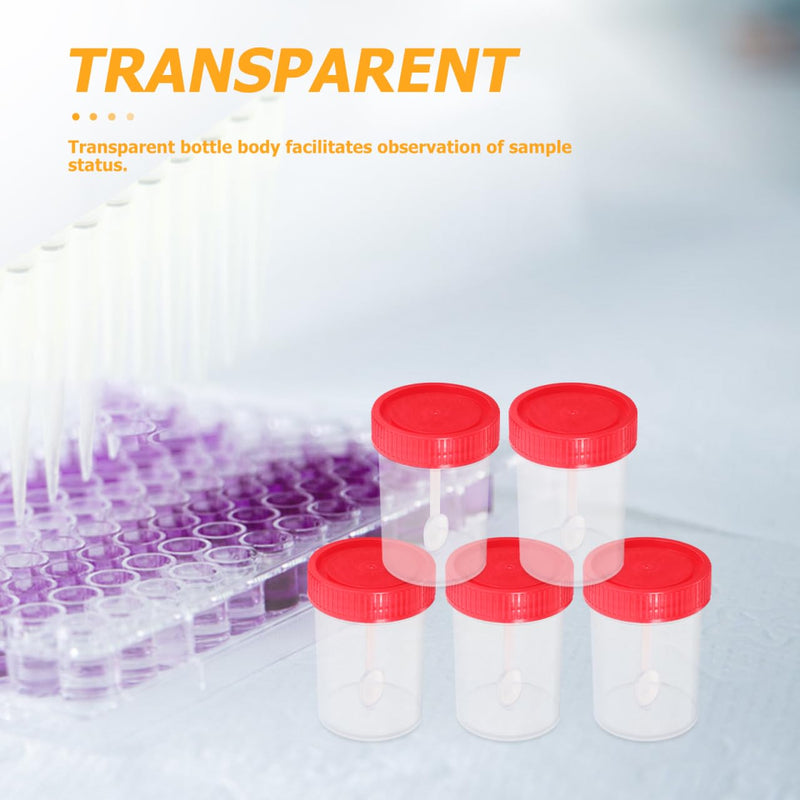 [AUSTRALIA] - Healifty 50 Pcs Screw On Sample Cups with Spoon Stool Sealed Container Sample Tube 40ml 