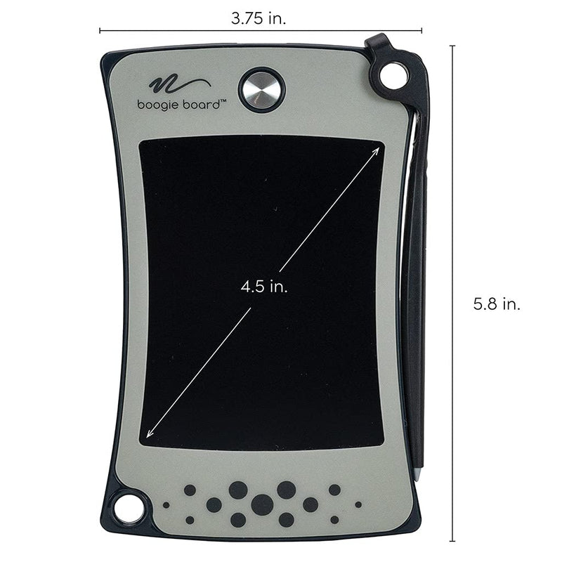 Boogie Board Jot Pocket Writing Tablet - Includes Small 4.5 in LCD Writing Tablet, Instant Erase, Stylus Pen and Built-in Kickstand, Lunar Gray