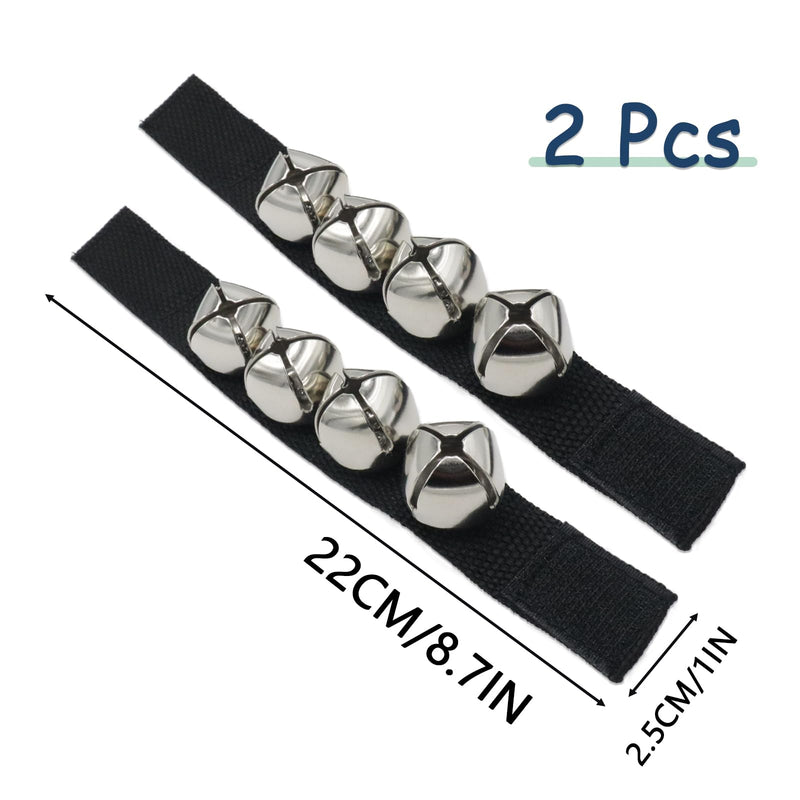 Wrist Bells Set of 2, Black Jingle Bells Instrument, Adjustable Ankle Percussion Musical for Kids, Party Favors, Christmas Decor, Education, Dance, Band Performance