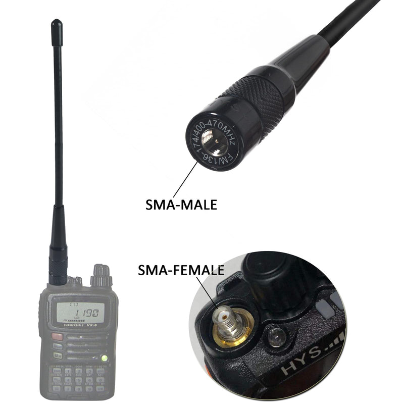 [AUSTRALIA] - HYS 701N SMA-Male Dual Band VHF/UHF 144MHz/430MHz Antenna for YAESU VX-1R VX-2R VX-3R TYT TH-UV8R UVF10 UV6R Walkie Talkie(3PCS) Black 