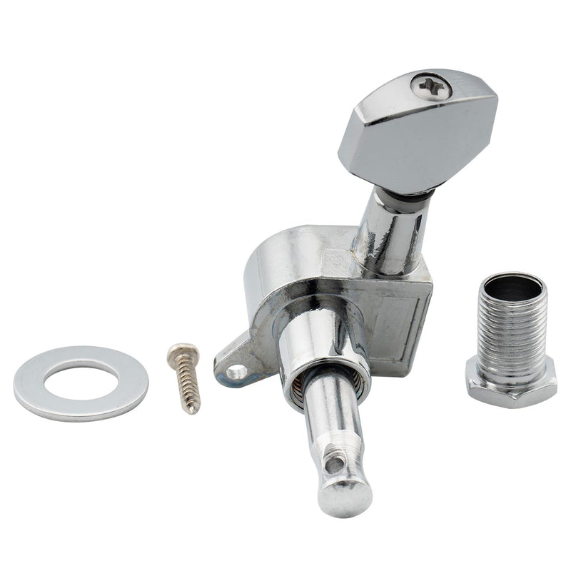 Musiclily 6-in-line Sealed Electric Guitar String Tuning Pegs Keys Machine Head Tuners Set Right Hand for Fender Stratocaster Telecaster Guitar, Chrome Small Button Chrome