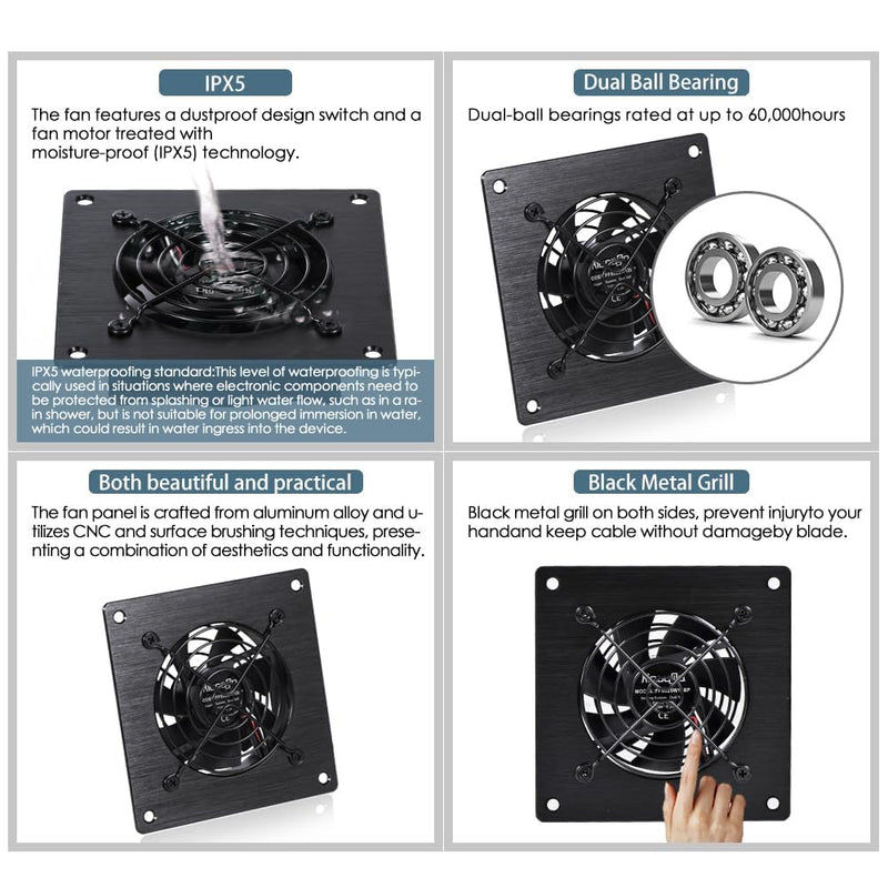 6-Inch (120mm) Silent USB/DC Cooling Fan - 5V/12V Dual Voltage, 6-Speed Adjustment & Timed Cycle Switch, Ideal for Home Theater AV Cabinets, Server Racks, RVs, Greenhouses & Pet Nests