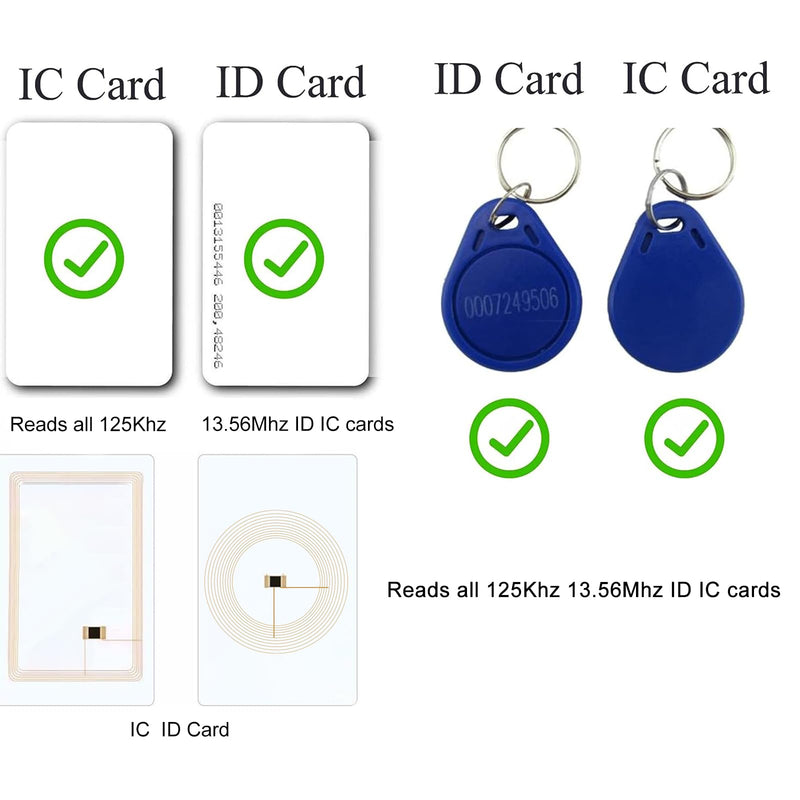 RFID Reader,Ajfwm 125KHz/13.56Mhz Dual Frequency RFID Scanner Read 1326 Family Proximity Cards & EM4100 ID IC NFC Card Access Control System Home Again