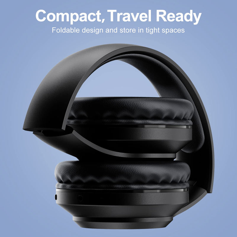 X5 Rechargeable & Portable FM Radio Headphones with Best Reception,LED Display,Soft Ear Muffs, FM Headset Radio Receiver for Meeting, Works, Hiking, Jogging (Black) Black