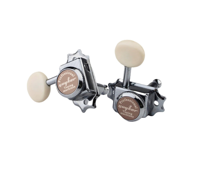 [AUSTRALIA] - Guyker Guitar Locking Tuners (3L + 3R Handed) – Vintage Deluxe Lock String Tuning Key Pegs Machine Heads Replacement Parts – Chrome, Cream Handle 