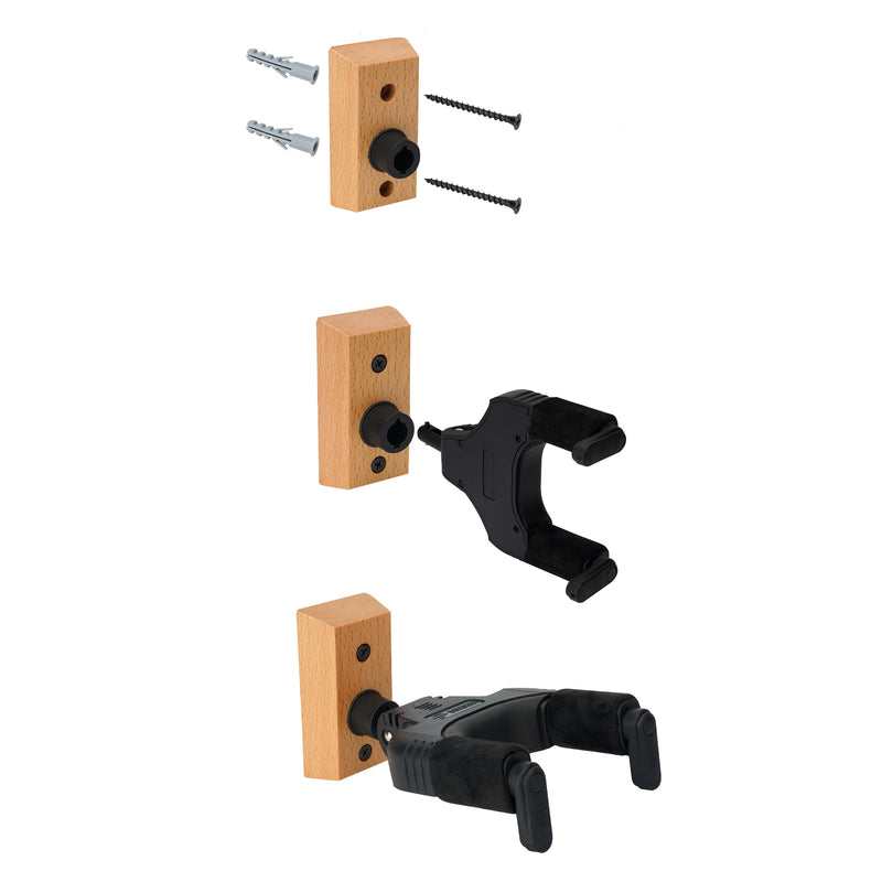Sondery Guitar Hanger Wall Mount, Auto Lock and Adjustable Hook Holder for Acoustic and Electric Guitar, Ukulele, Bass, Banjo and Mandolin (W 2 PACK)