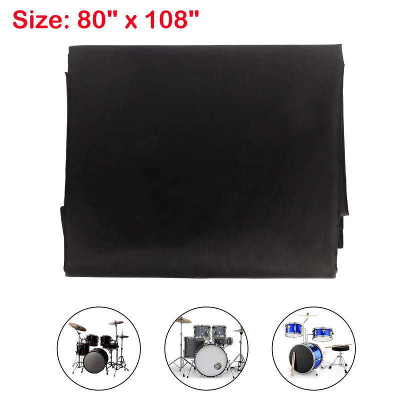 Drum Set Dust Cover, Waterproof Drum Cover 80 x 108 Inch Dust Cover with Sewn-in Weighted Corner Large Drum Shield for Electric Drum Accessories Musical Instruments, Black